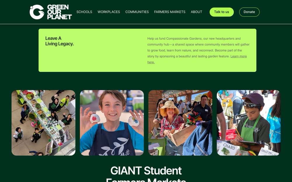 Green Our Planet website, built by Dazvix