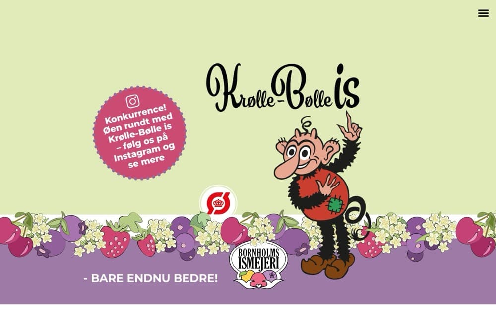 Krølle-Bølle Is website, built by Dazvix