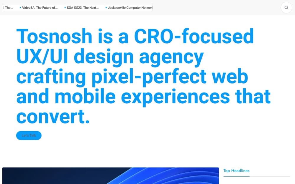 Tosnosh website, built by Dazvix